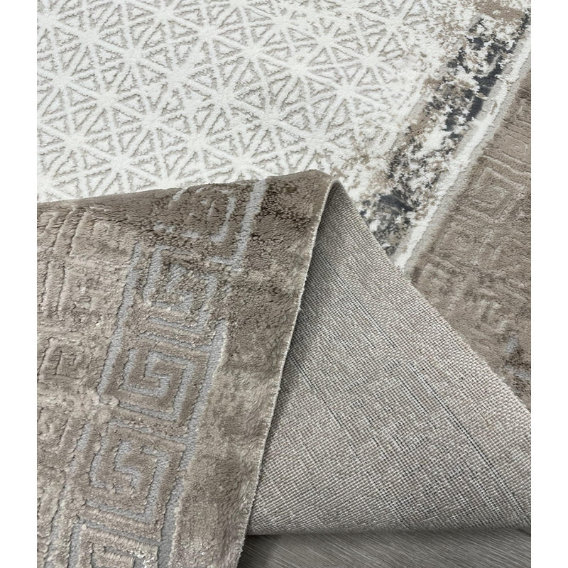 Tapis turc beige moderne 8,2 x 16,4 pi, Rectangle 10 pi x 13 pi