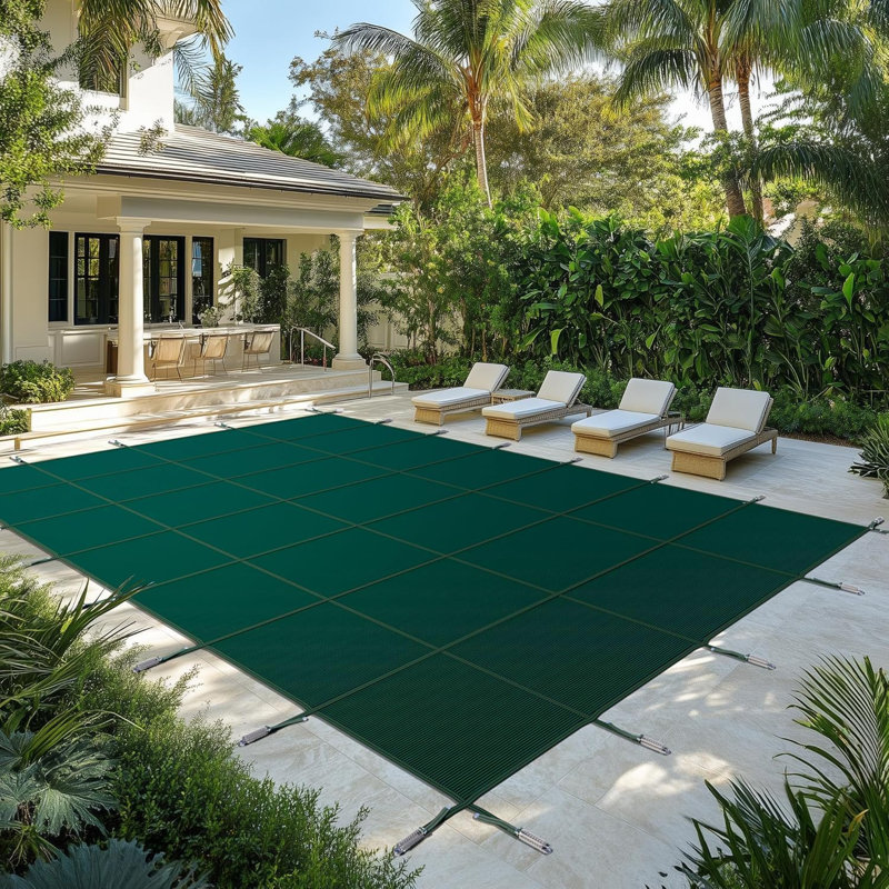 Housse de sécurité pour piscine creusée ColourTree, l 16 pi x P 32 pi, Vert