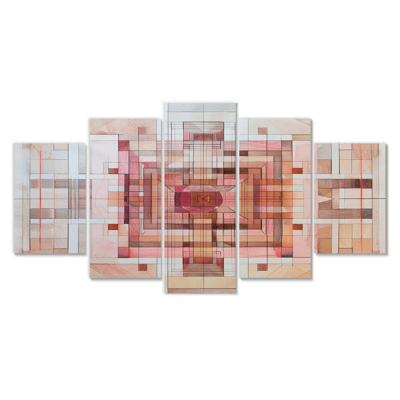 Ensemble d'art mural rétro 5 pièces, H 32 po x l 60 po