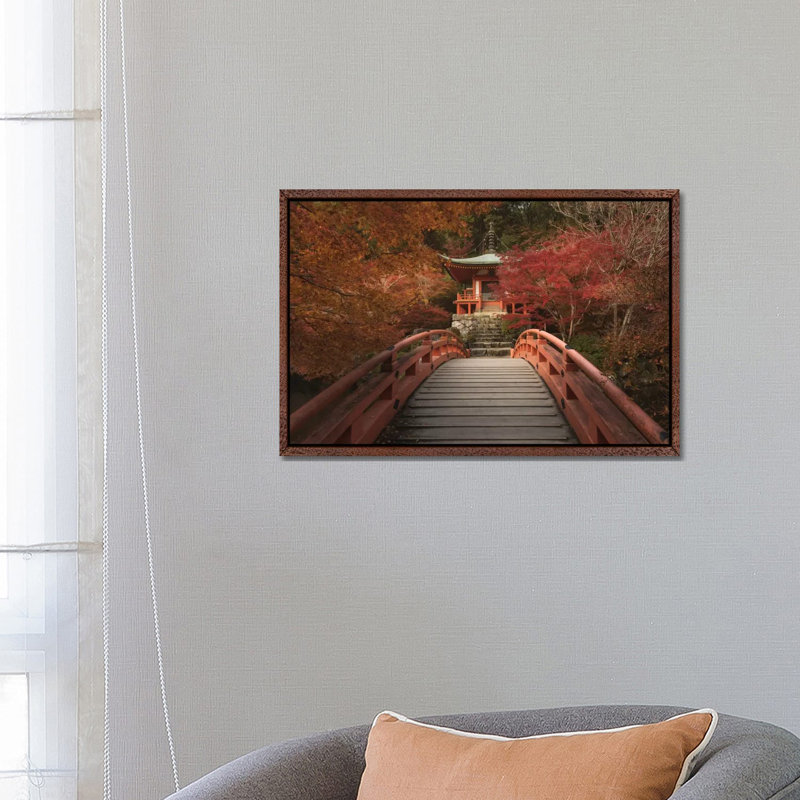 Autumn In Japan IV by Daniel Kordan - Print on Canvas, 66.04 cm H x 45.72 cm W, Classic Brown Wood Framed