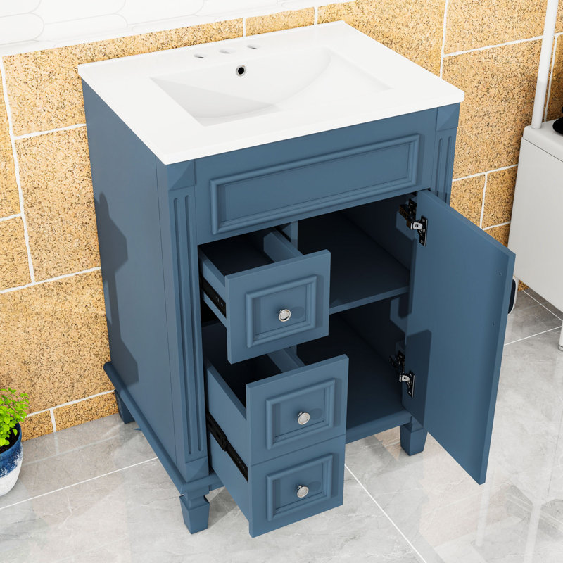 Meuble-lavabo avec lavabo, 2 tiroirs et tablette réglable