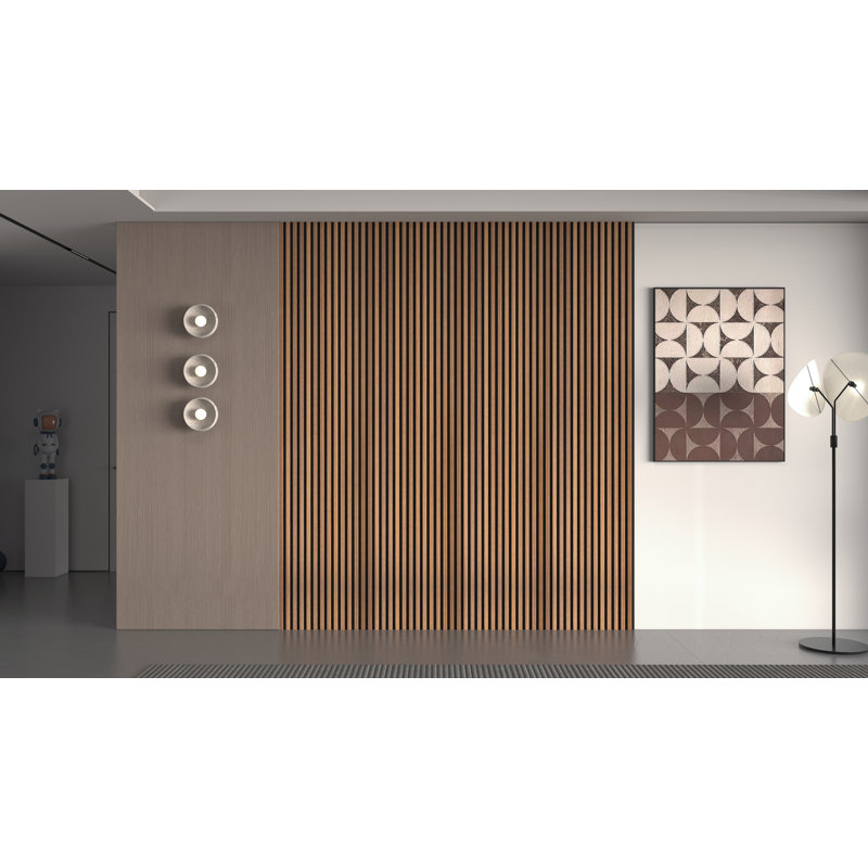 Panneaux muraux en bois 94,5 po x 23,6 po, panneaux insonorisants décoratifs pour murs et plafonds, panneaux muraux en bois à lattes 3D