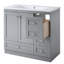 Meuble-lavabo autoportant de style Shaker de 36 po avec lavabo et tiroirs en résine Adler-305133185