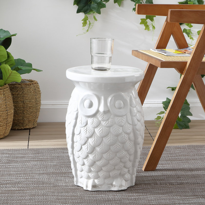 Tabouret de jardin en céramique avec hibou Middlet