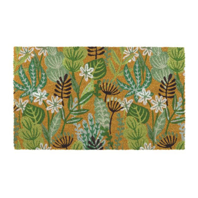 30x18 Natural Coir Fiber and PVC Non Slip Outdoor Doormat with Weather Resistant Textured Surface and Heavy Duty Backing - Meadow