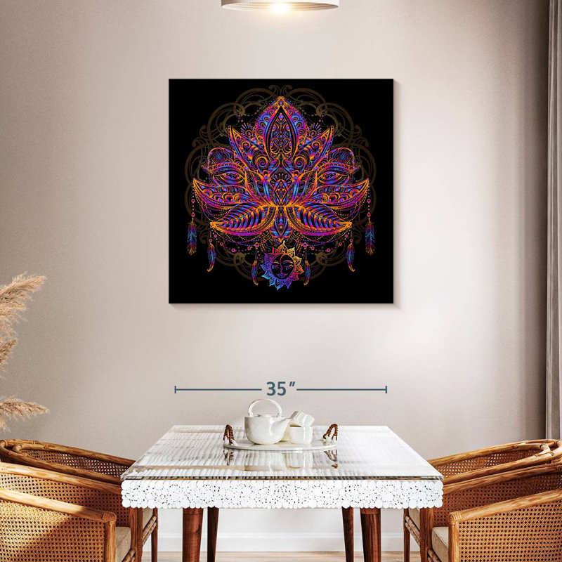 Kerner Colorful Mandala Lotus, 36" H x 36" W