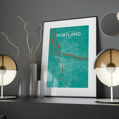 Portland City Map In Nature - No Frame Print