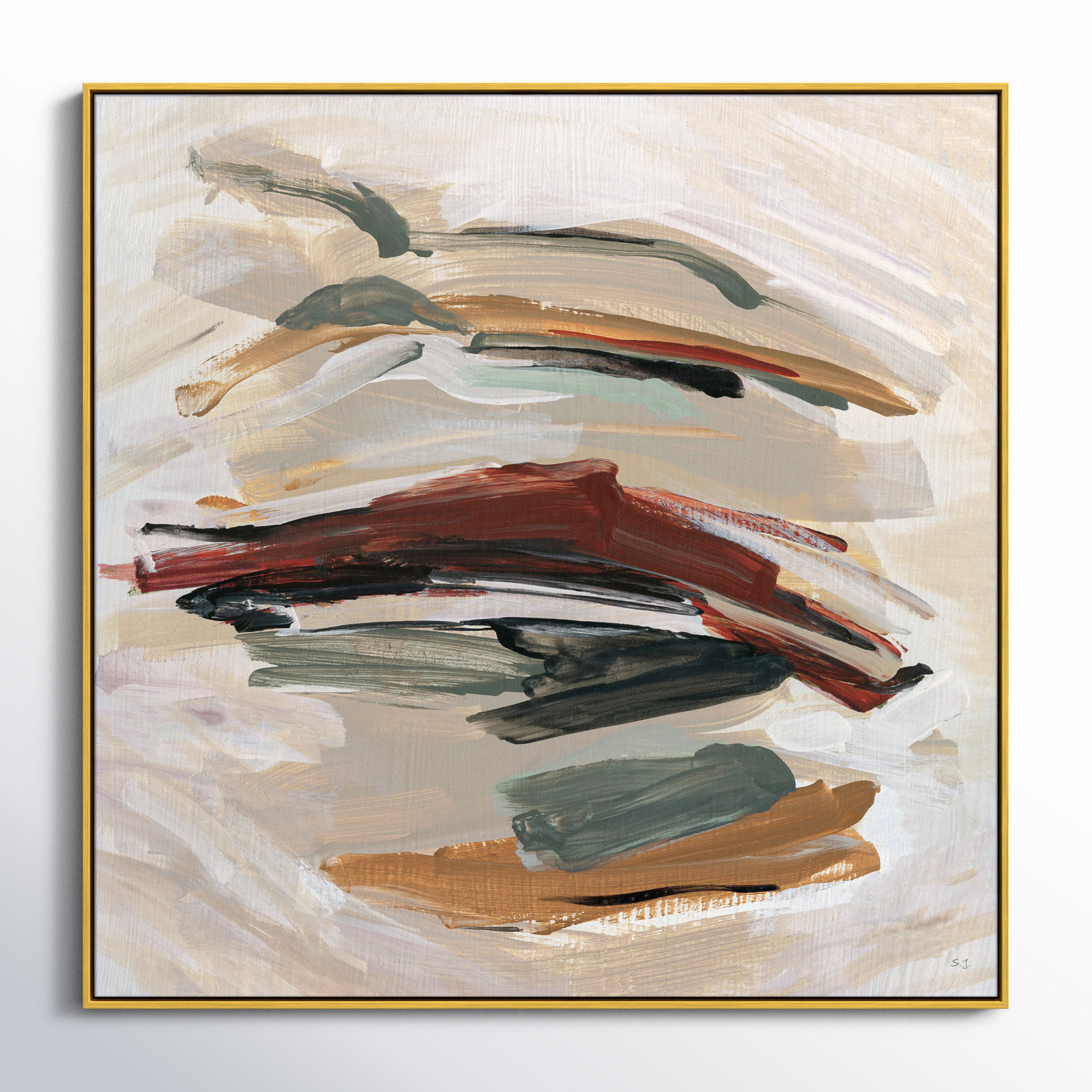 Carmina "Spring Shadows" Painting by Susan Jill, Gold , 46.5" H x 46.5" W