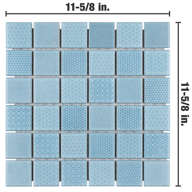 Celadon 1.84" x 1.84" Porcelain Grid Mosaic Wall & Floor Tile