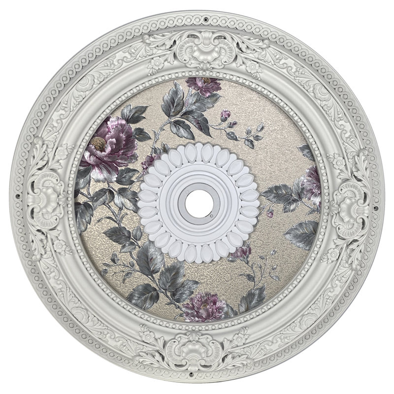 White Round Victorian Bloom Ceiling Medallion 24 inch