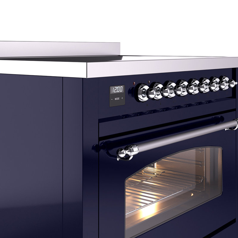 ILVE Nostalgie II Series 36 inch Induction Range with 6 Induction Elements (Glass Door), Midnight Blue/Chrome
