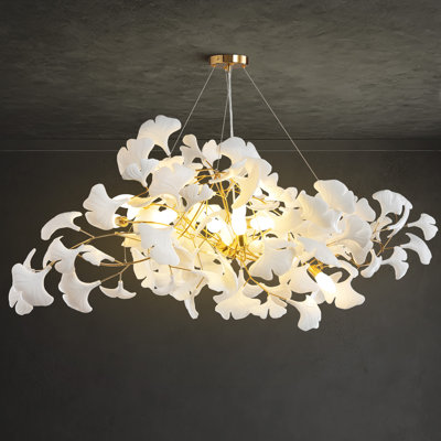 47" 6-Light Ceramic Ginkgo Leaf Chandeliers