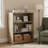 Beige Sturdy 3-Tier Bookcase, 2 Adjustable Shelves & 1 Fixed Shelf-717661361