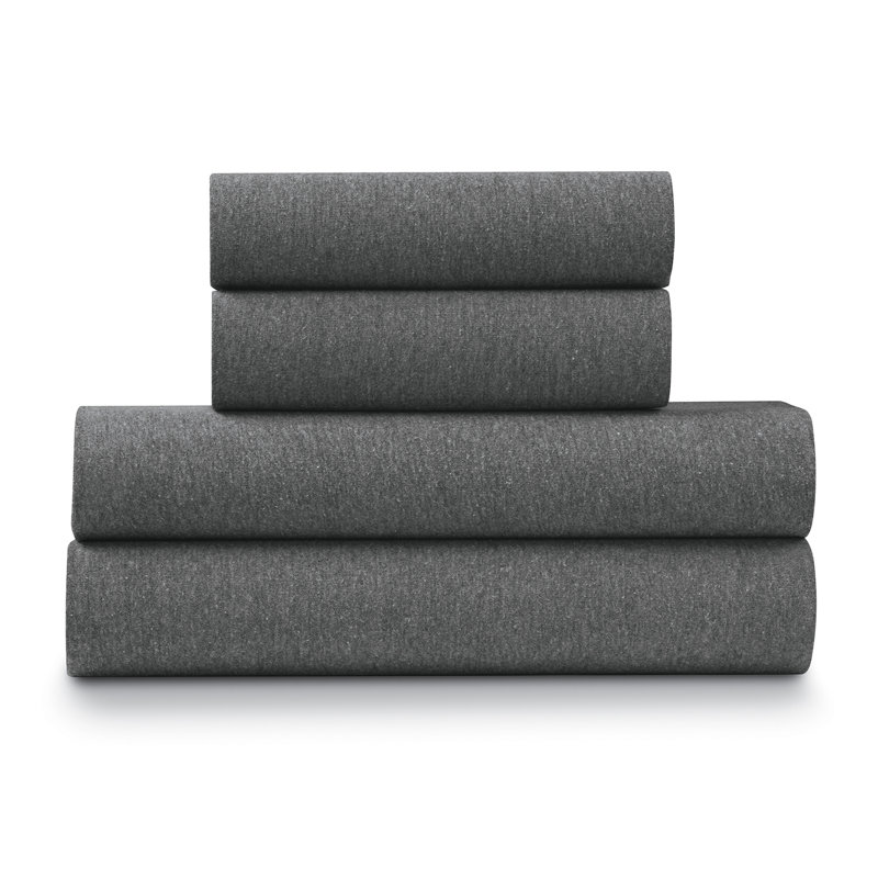 Ella Jayne Soft Heather Jersey Knit 4-Piece Sheet Set, King, Gray