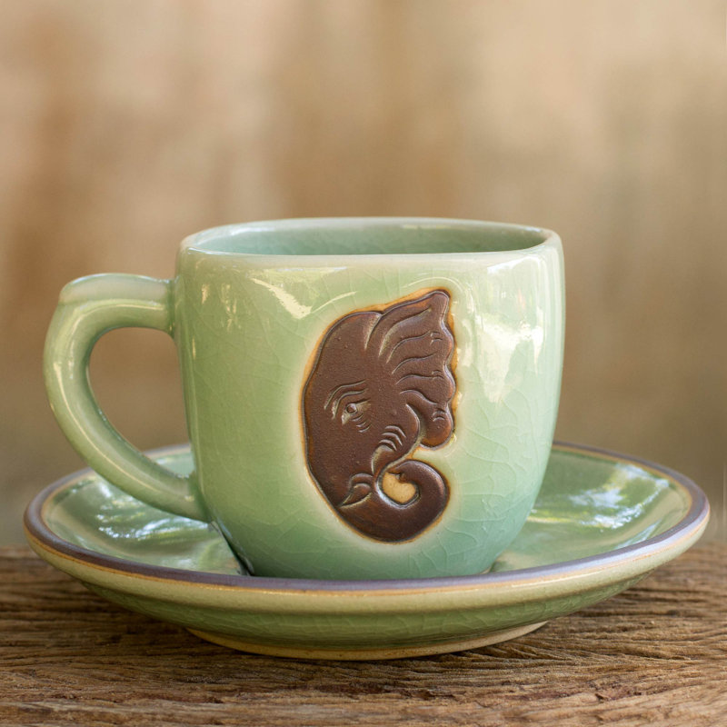 Tasse et soucoupe pour éléphant Apopka, Vert