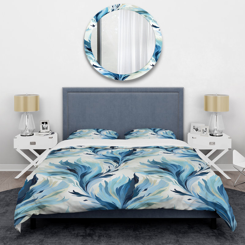 Blue And White Coastal Ikat Breeze - Ensemble de housse de couette Ikat, Housse de couette pour grand lit et 2 taies décor