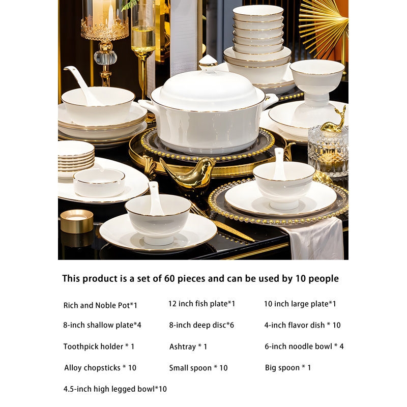 Camina 10 Piece Ceramic Dinnerware Set - Service for 10