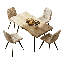 120cm Oak-Effect Dining Table and Chairs Set-1735919229