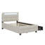 Lit simple tapissier avec cadre à DEL et 2 tiroirs-946017762