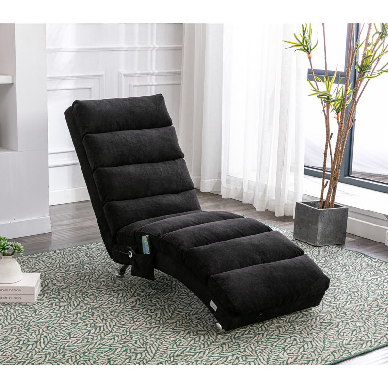 Upholstered Chaise Lounge, Black