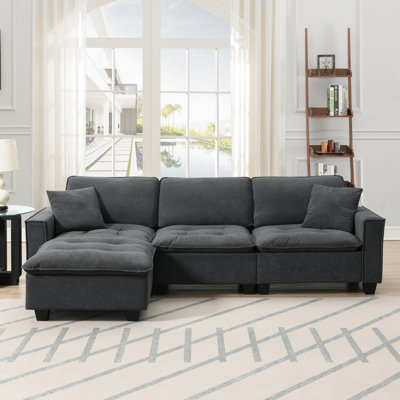 Canapé-lit modulaire convertible, ensemble de canapé en L réversible avec coussins gratuits, canapé-lit en velours avec repose-pieds, appartement, bureau,