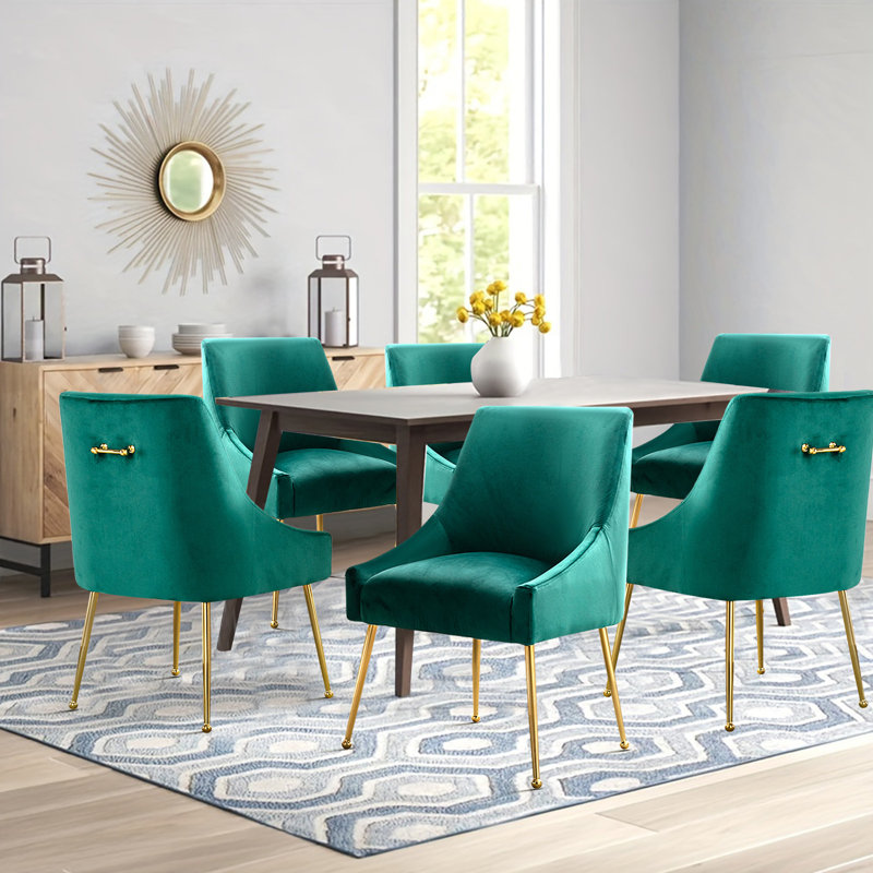 Chaise d'appoint rembourrée en velours avec pieds dorés , Vert