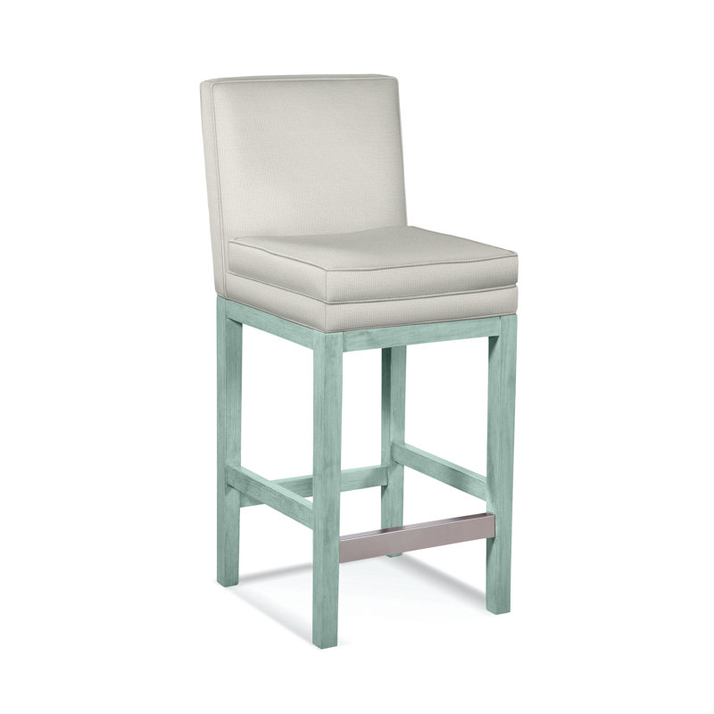 Upholstered Stool, Honey Finish, Vanilla Crypton Performance; 0822-91
