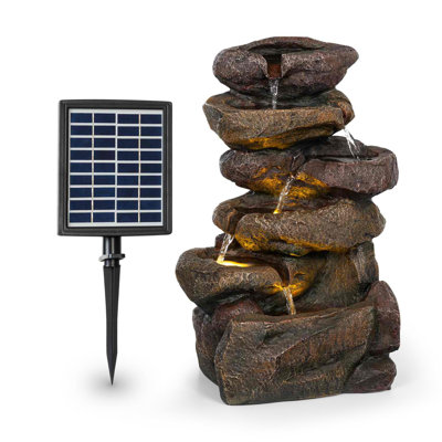 Solarbetriebener Brunnen Savona aus Polystein mit Licht