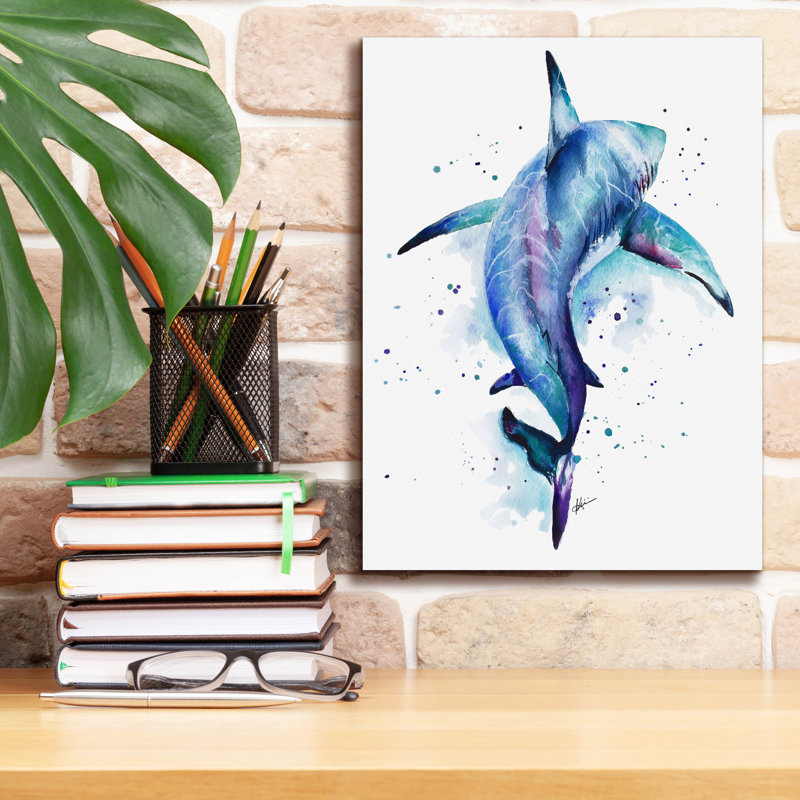 Art mural sur toile Epic Graffiti «Colorful Animals Shark» par Lindsay Kivi, H 16 po x l 12 po x P 0,75 po