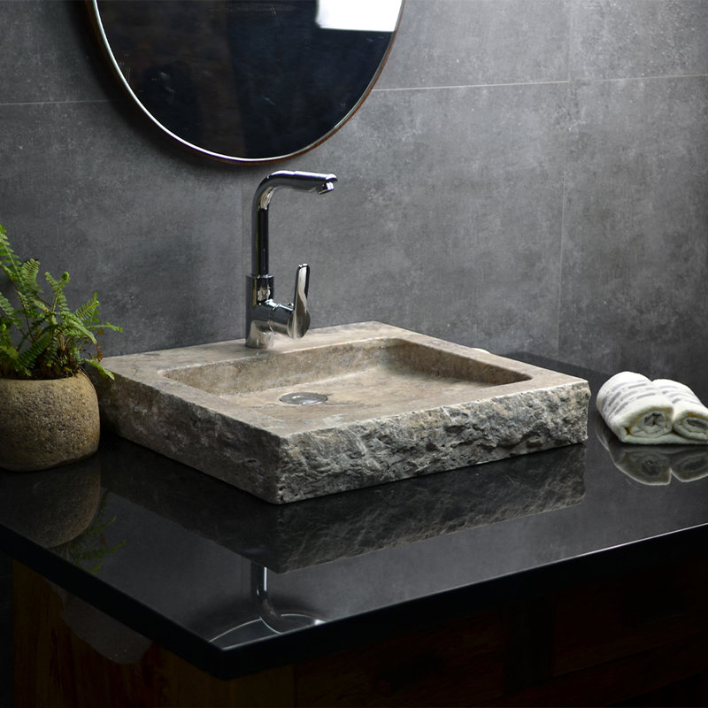 Lavabo de salle de bain vasque rectangulaire en pierre Anthony