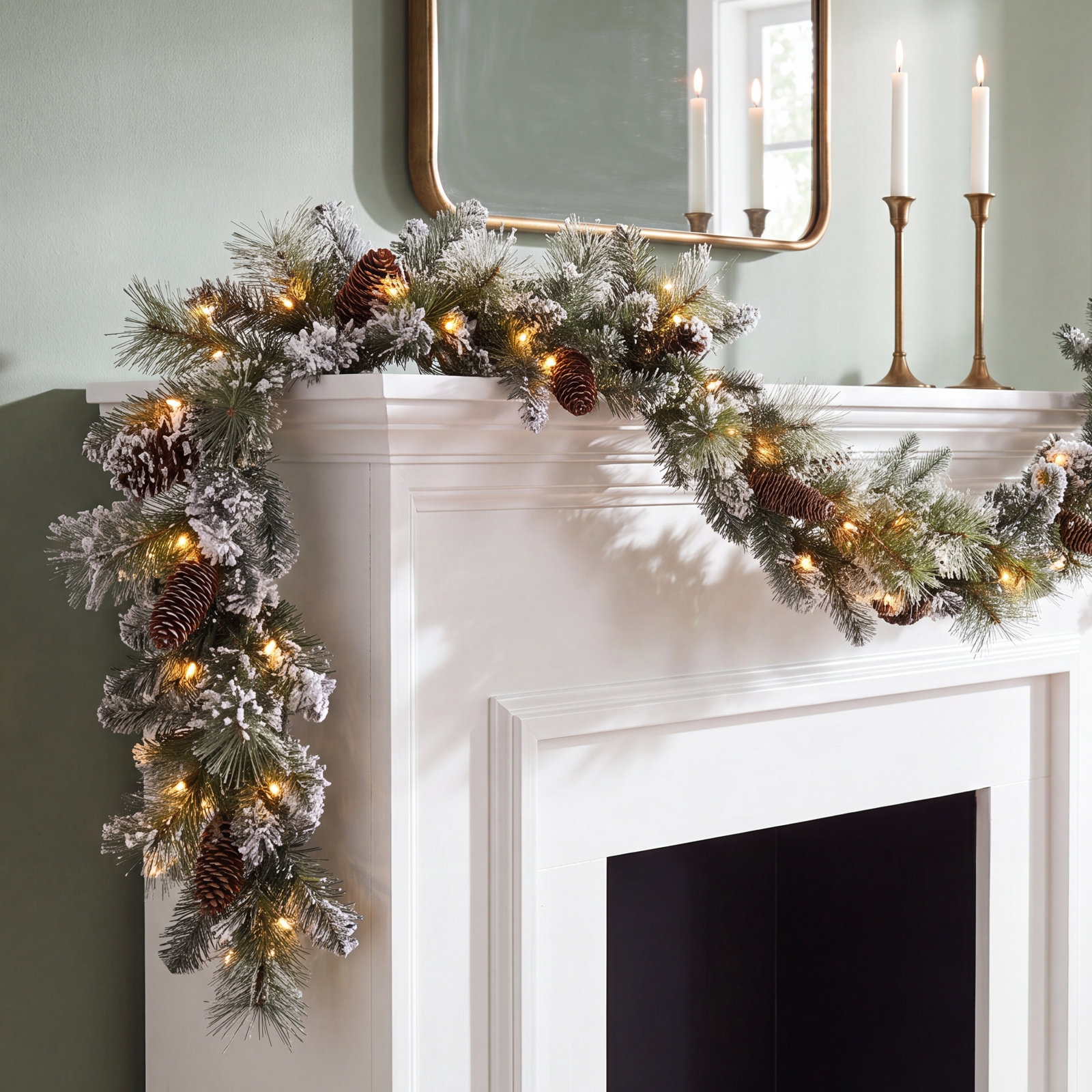 108" Frosted Christmas Garland