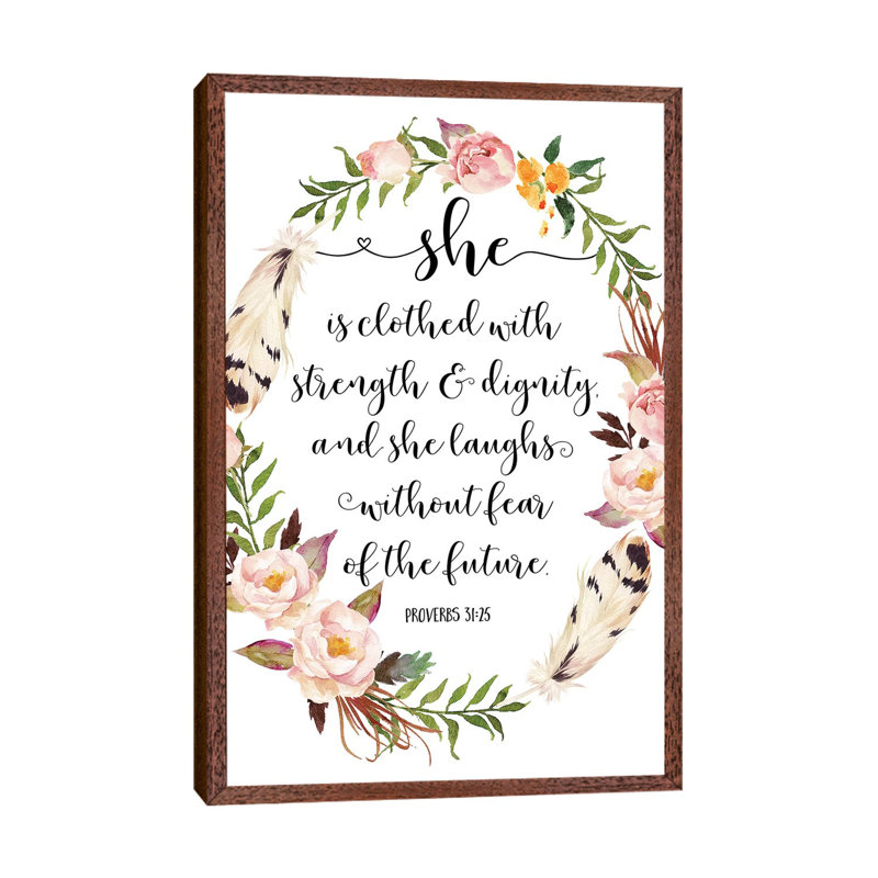 She Is Clothed With Strength And Dignity, And She Laugh, Proverbs 31:25 - Print on Canvas, 101.6 cm H x 66.04 cm W