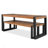 3-Pieces Outdoor Dining Table With 2 Benches, Patio Dining Set With Unique Top Texture, Acacia Wood Top & Steel Frame, All Weather Use, Outdoor Dining
