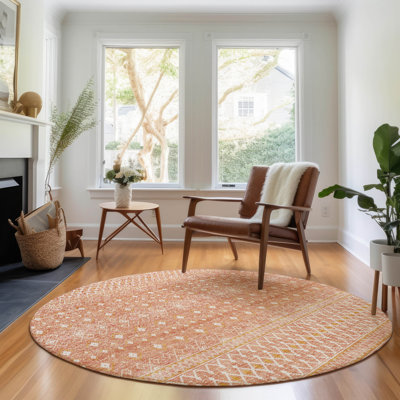 Premium Machine Washable Prisco Salmon Rug