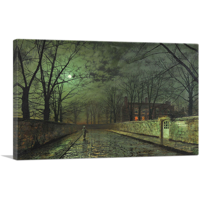 «Silver Moonlight 1880» par John Atkinson Grimshaw - peinture sur toile tendue, H 18 po x l 26 po x P 1,5 po