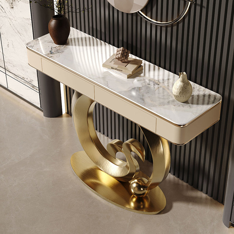 Console haut de gamme légère et luxueuse, 33.5" H x 55.1" W x 13.8" D, Doré