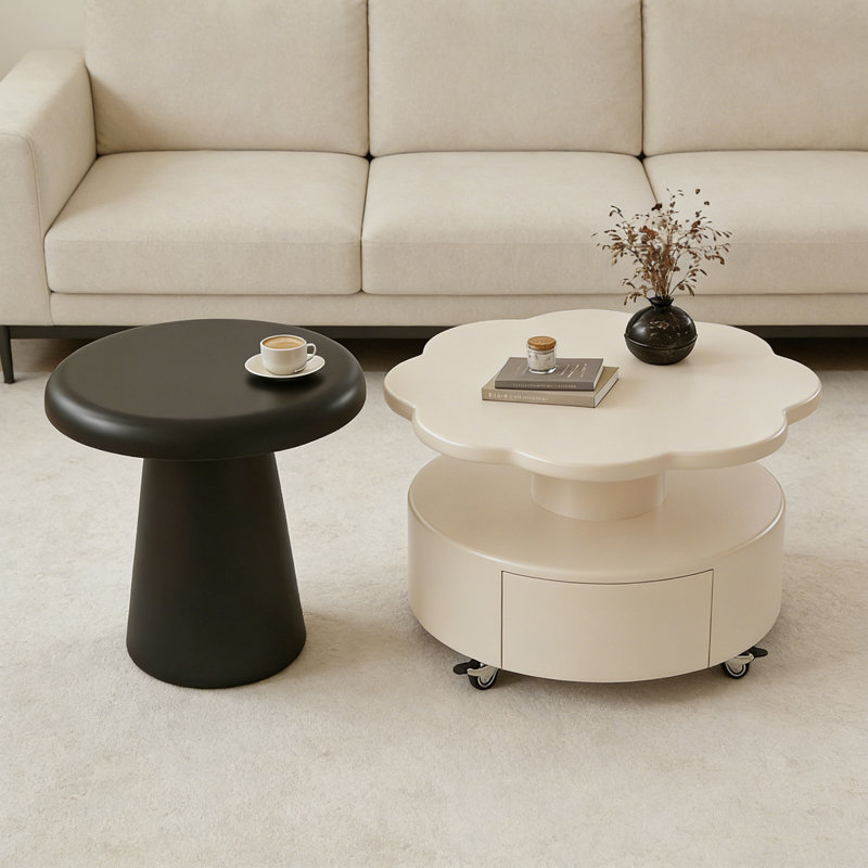 Table basse avec rangement Kaat 2, Noir / blanc, Noir / blanc