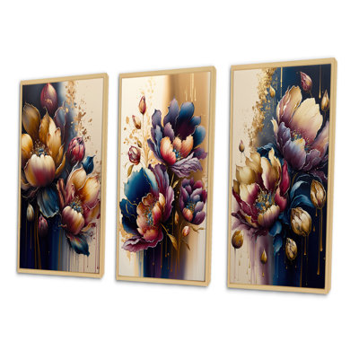 «Night Shade Tulip Design», 3 pièces sur toile