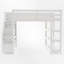 Lit mezzanine avec garde-robe intégré, tablettes, escalier de rangement et lumière DEL, lit blanc pour enfants-794185976