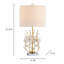 Lampe de table florale dorée 22 po avec détails en cristal transparent