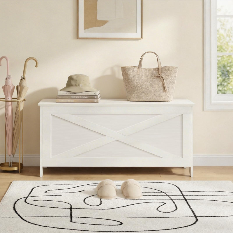 Coffre de rangement 39,4 "avec couvercle, Blanc