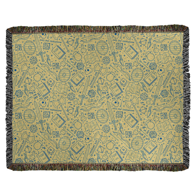 Couverture en coton tissé Katelyn Elizabeth, l 37 po x L 52 po, Jaune / Bleu