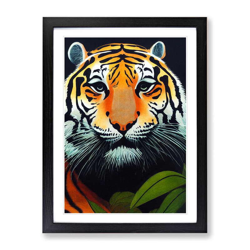 Tiger in the Jungle - Framed Print, 34cm H x 25cm W x 2cm D, Black Framed