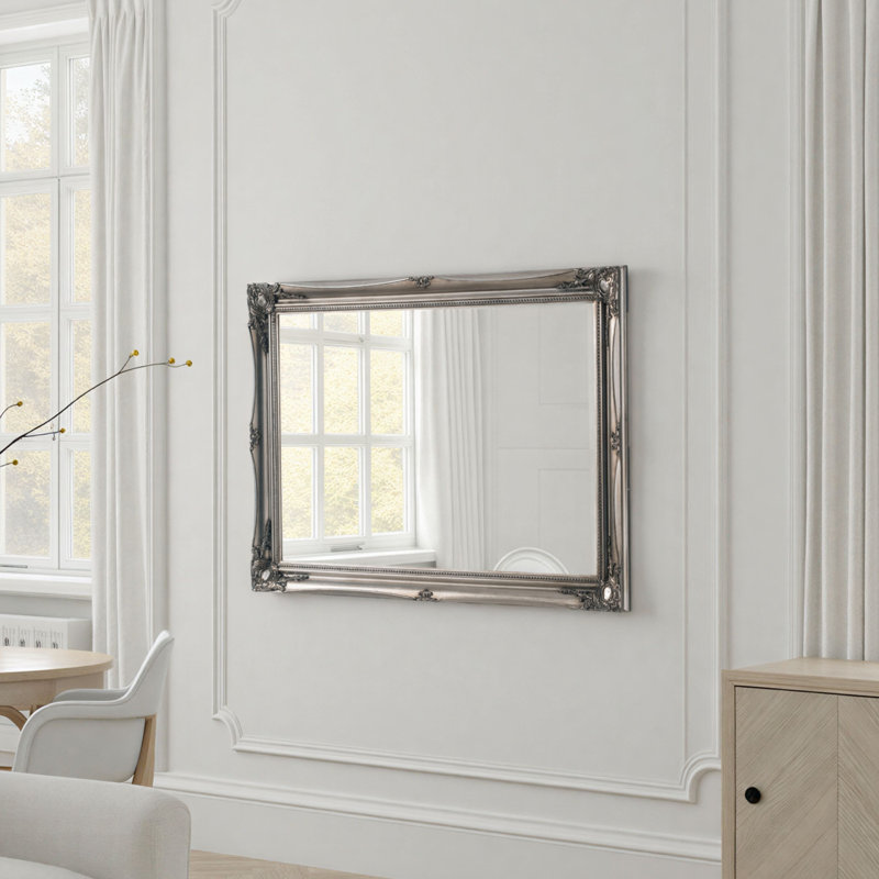 Burdette Wood Framed Accent Mirror, 90 cm H x 63 cm W, Silver