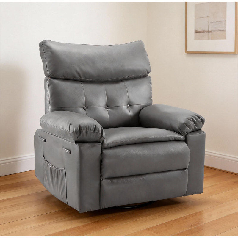 Fauteuil inclinable pivotant à 360 ° surdimensionné et large, Gris