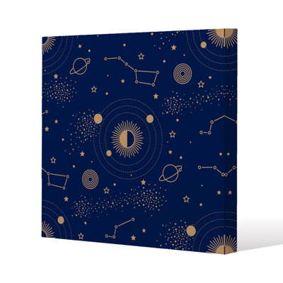 Magic night sky map Slim Style Canvas Print , 15mm Slim Real wood.