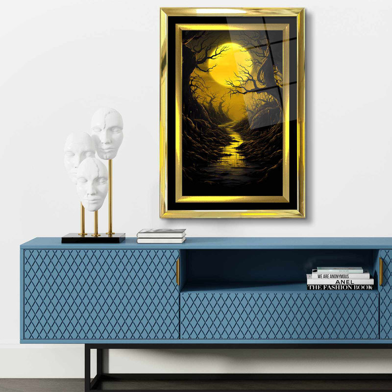 Élégante peinture décorative encadrée, 17,0 po x 25,6 po | 100% verre acrylique (épaisseur: 0,04 pouce) et cadre en bois massif (épaisseur: 1,0 pouce) | Art mural parfait pour le salon, la chambre à coucher et le bureau
