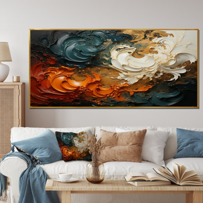 Orange et vagues ondulées oranges et mélodie II - art mural abstrait