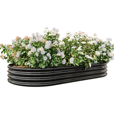 Large Oval Metal Raised Planter Bed In Black, 88.99"X43.64"X11.15", For Plants, Veggies, Rust Design Outdoor - 90.9"X43.64"X11.15", Plants & Flowers, Rust- Design, Easy Installation Process