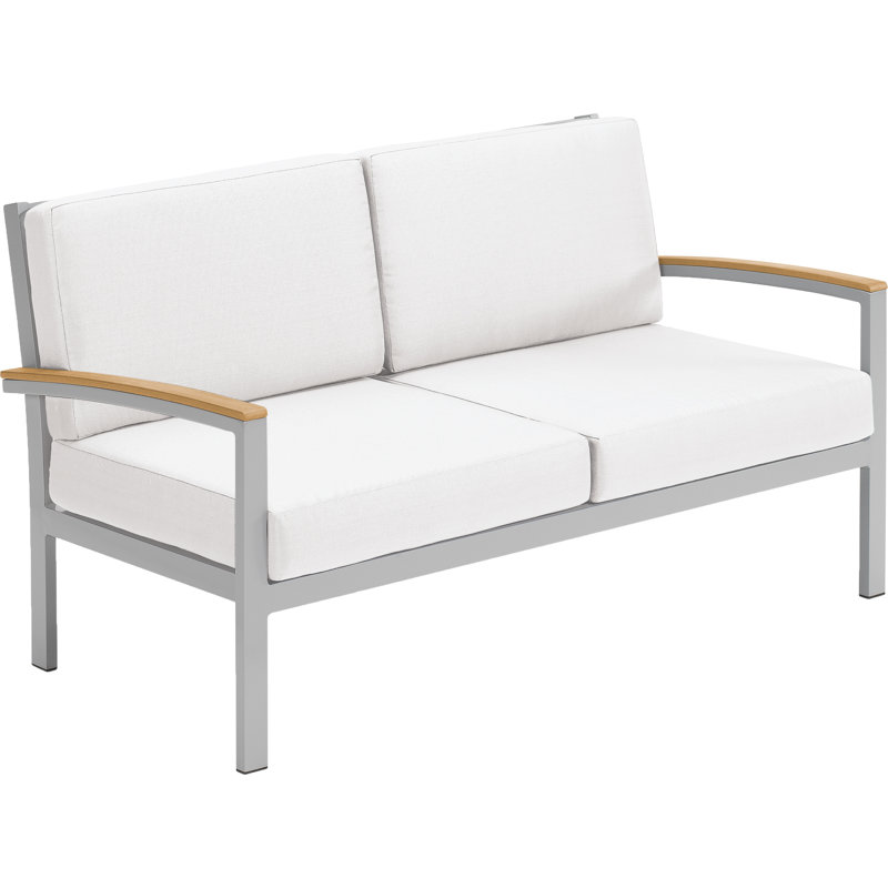 Travira Loveseat, Eggshell White, Flint/Natural Tekwood